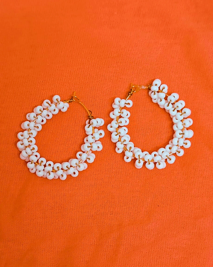 White Loop Earrings
