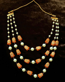 Rust Orange and Pearl Layered Necklace