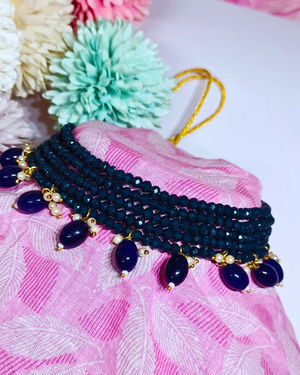 Midnight Blue Beaded Choker
